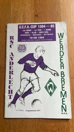 Programme RSC Anderlecht Werder Bremen 1984, Livre ou Revue, Utilisé, Envoi