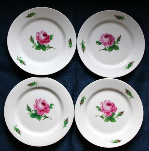 Lot van vier antieke ondertassen met rozendecor~~ Meissen ~~, Antiek en Kunst, Antiek | Keramiek en Aardewerk, Ophalen of Verzenden