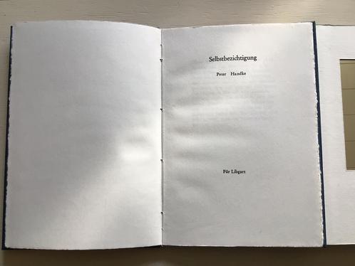 Selbstbezichtigung, Peter Handke, Antiquités & Art, Antiquités | Livres & Manuscrits, Enlèvement ou Envoi