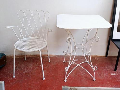 Witte Vintage Tafel en Stoel Set, Verzamelen, Retro, Huis en Inrichting, Ophalen