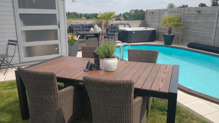 Tuintafel met 5 stoelen, Tuin en Terras, Tuinsets en Loungesets, Gebruikt, Aluminium, Ophalen