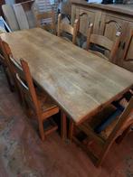 Eiken (massief) complete eetplaats, Ophalen, Zo goed als nieuw, 6 tot 8 stoelen
