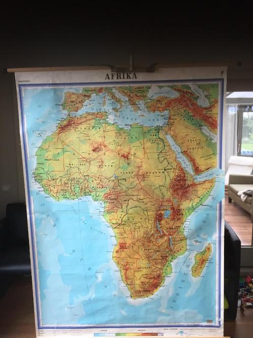 Retro schoolkaart -Afrika(Mantnieks) - kaart 472, Huis en Inrichting, Woonaccessoires | Wanddecoraties, Gebruikt, Ophalen of Verzenden