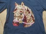 T-shirt lange mouw met paard goud,pailetten 146-152, Meisje, H&M, Ophalen of Verzenden, Zo goed als nieuw
