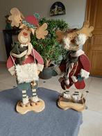 Winter- kerstdecoratie. 2  houten elanden Handwerk., Diversen, Ophalen, Gebruikt