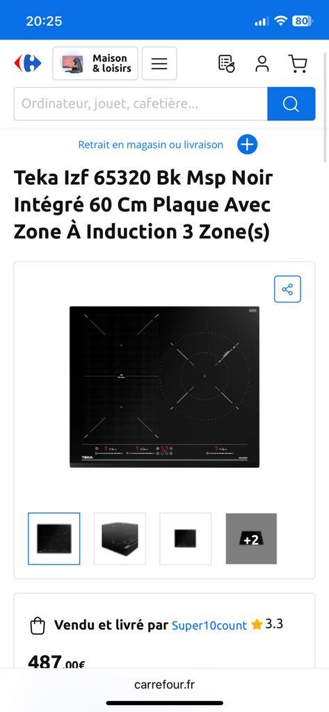 Plaque induction Teka, Electroménager, Tables de cuisson, Comme neuf, Enlèvement