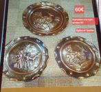 3 assiettes en cuivre martelées à la main des années 60-70, Antiquités & Art, Enlèvement ou Envoi, Cuivre