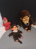 3 vintage popjes jaren 70  monchichi 2x  en 1 rood, Ophalen of Verzenden, Zo goed als nieuw