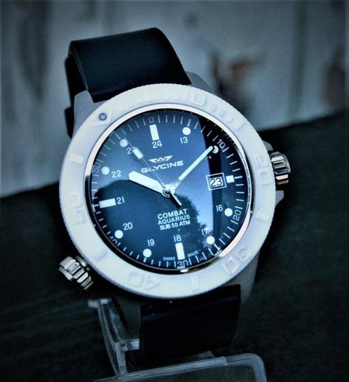Glycine Aquarius Automatic Dive Gl0041, Handtassen en Accessoires, Horloges | Heren, Zo goed als nieuw, Polshorloge, Staal, Kunststof