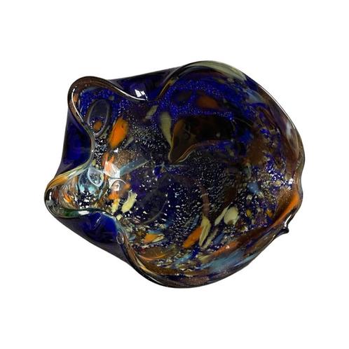 Donkerblauwe Venetië Glazen Asbak - Veelkleurig Decor, Antiek en Kunst, Antiek | Glaswerk en Kristal, Ophalen of Verzenden