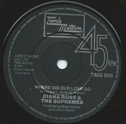 Diana Ross & The Supremes ‎– Where Did Our Love Go " motown", CD & DVD, Vinyles Singles, Comme neuf, Single, R&B et Soul, 7 pouces