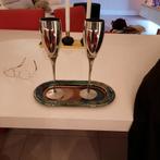 2 ZWAAR VERZILVERDE CHAMPAGNE GLAZEN MET ONDERSCHAAL, Antiek en Kunst, Ophalen of Verzenden
