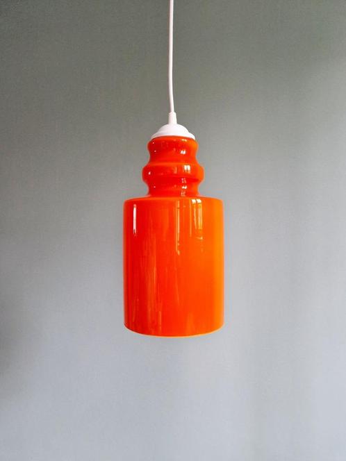 Vintage oranje opaline hanglamp, jaren 70, Antiek en Kunst, Antiek | Verlichting, Ophalen of Verzenden