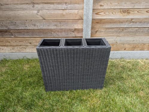 Nieuw - Plantenbak in zwarte rotanlook, Tuin en Terras, Bloembakken en Plantenbakken, Nieuw, Binnen, Balkon, Tuin, 60 cm of meer