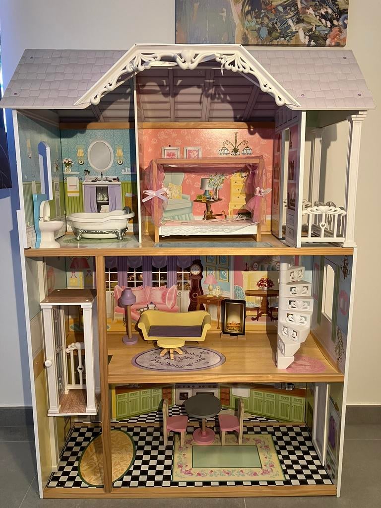 Reuze houten poppenhuis Kidcraft, Kinderen en Baby's, Speelgoed | Poppenhuizen, Ophalen, Zo goed als nieuw, Poppenhuis