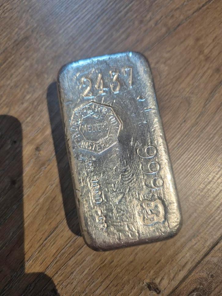 Oude zilverbaar Drijfhout 1kg, Postzegels en Munten, Edelmetalen en Baren, Zilver, Ophalen