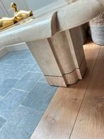 Leuk vintage bijzettafeltje, travertin messing,  Mactan, Huis en Inrichting, Tafels | Salontafels, Ophalen, Gebruikt, Vierkant