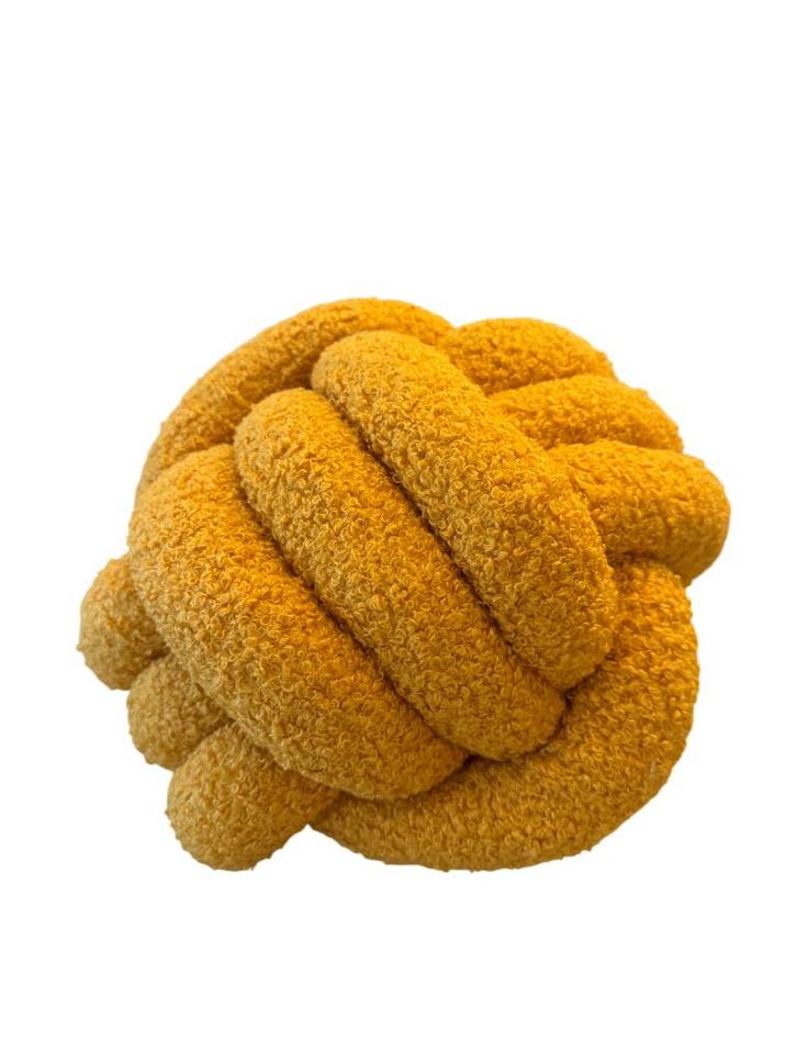 Currygeel Knoopkussen – ASCEND 21 ‘Curry Loop Cushion’, Huis en Inrichting, Woonaccessoires | Kussens, Nieuw, Bruin, Rond, Verzenden