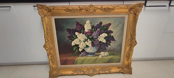 Europese school (XIX) - still life with hyacinths/vase, Antiek en Kunst, Kunst | Schilderijen | Klassiek, Ophalen of Verzenden