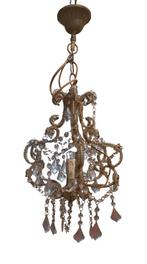 Antiek lustertje met glasparels en pendeloques – ca. 1900, Antiek en Kunst, Ophalen