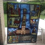 raamhanger glas in lood Stad Brugge afm: 44cmX34cm in mooie, Antiek en Kunst, Ophalen of Verzenden