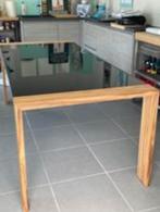 Tafel zwart glas in combinatie met hout - Mustering, 50 tot 100 cm, Glas, 150 tot 200 cm, Rechthoekig
