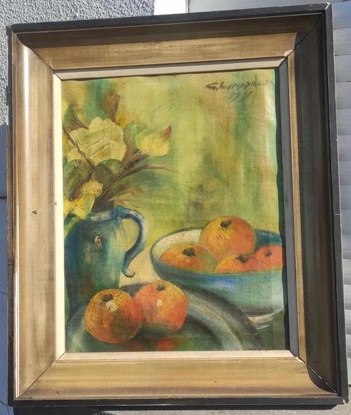 Huile sur toile nature morte signe lefevre, Antiek en Kunst, Kunst | Schilderijen | Klassiek, Ophalen of Verzenden
