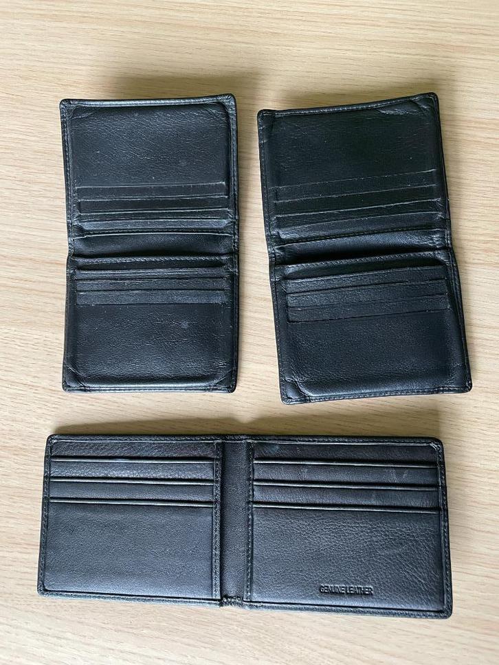 lederen portefeuille heren kaartenhouder, Handtassen en Accessoires, Portemonnees, Zo goed als nieuw, Zwart, Leder, Met knipsluiting