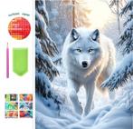 Peinture au diamant loup blanc 50x40cm (carré), Envoi, Neuf, Bricolage