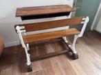 Vintage oude schoolbank (hout en metaal), Huis en Inrichting, Bureaus, Ophalen, Gebruikt, Bureau