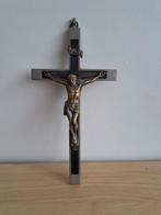 Croix pour le mur avec Jésus en bronze la croix en bois, Antiek en Kunst, Antiek | Religieuze voorwerpen