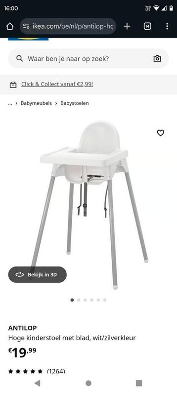 Ikea hoge kinderstoel met blad, type Antilop, Enlèvement, Comme neuf