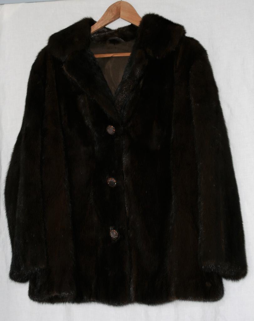 Nerts bontjas - L - echte pels - als nieuw, Ophalen of Verzenden, Gedragen, Maat 42/44 (L), Bruin