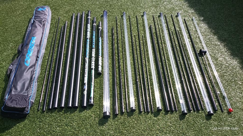 Hengel Cresta Team Class + 6 Topsets + Foedraal + Cuppingkit, Ophalen, Gebruikt, Vaste hengel