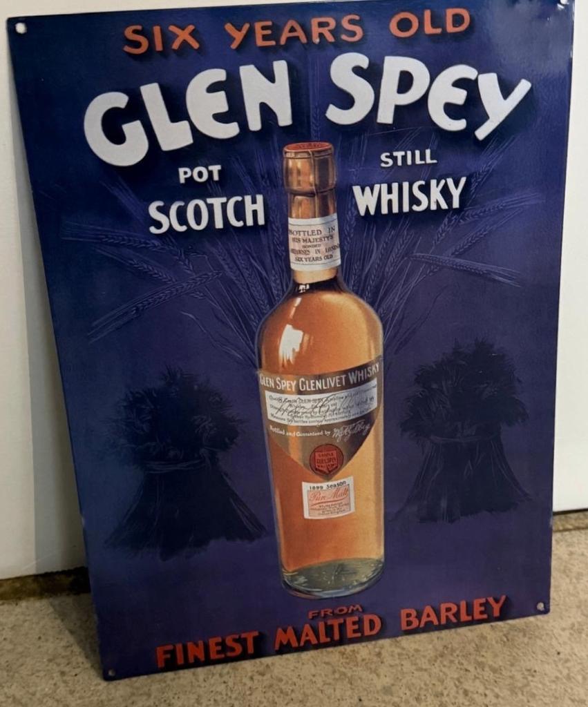 reclamebord van het Schotse whisky merk Glen Spey. (1975), Ophalen of Verzenden, Reclamebord