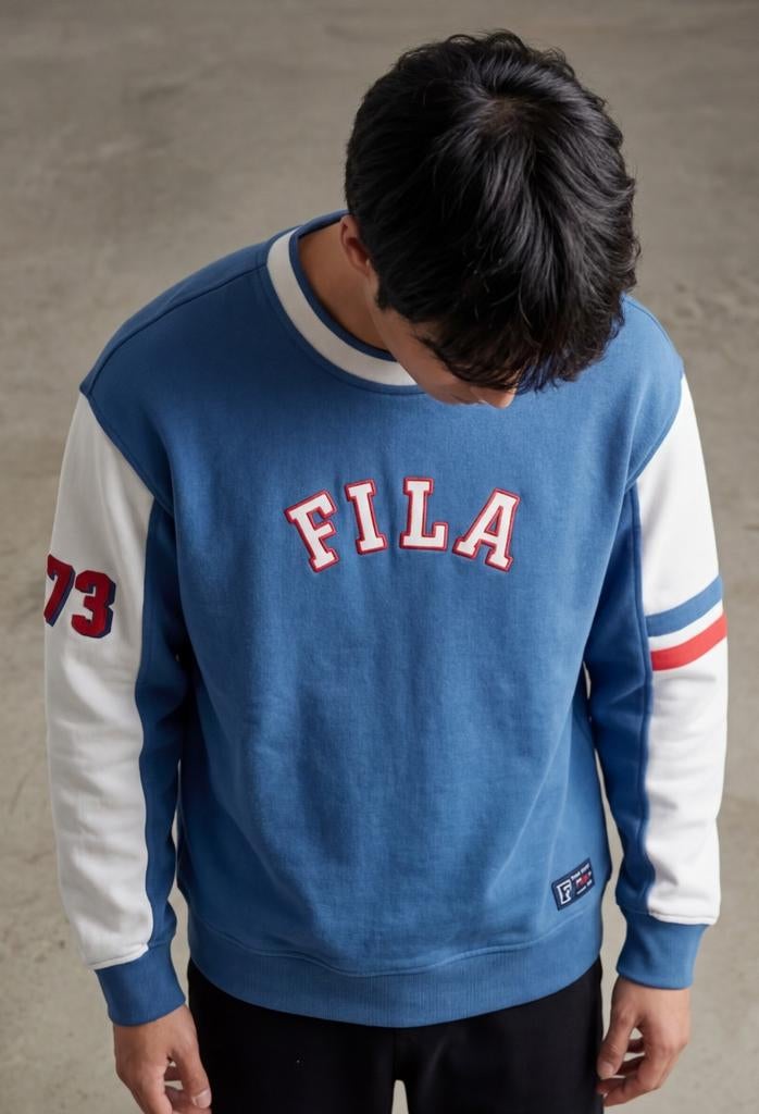 FILA sweatshirt in vintage-stijl - blauw-wit, maat M, Zo goed als nieuw, Fila, Verzenden, Maat 48/50 (M)