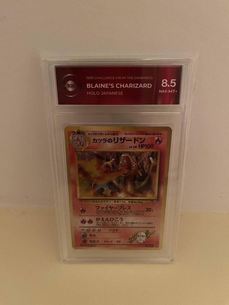 Blaine’s Charizard #6 Japans – TGA 8,5, Ophalen, Zo goed als nieuw, Losse kaart