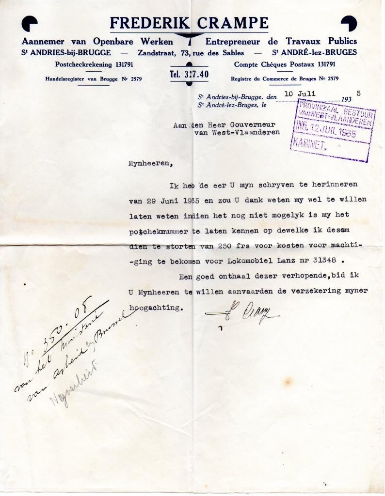 oude facturen Brugge, Ophalen of Verzenden