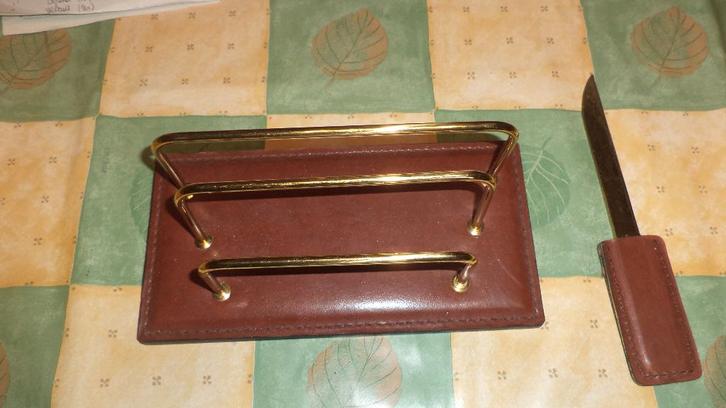 bureauset lederen houder en briefopener assortie enz .., Diversen, Bureau-accessoires, Ophalen of Verzenden