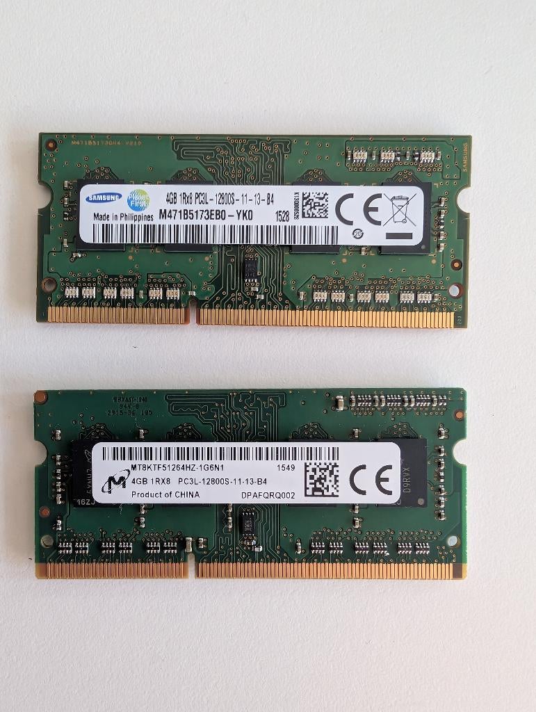 2 stuks DDR3L 4GB 1600MHz (1Rx8 PC3L-12800S), Computers en Software, RAM geheugen, Overige soorten, Ophalen of Verzenden, Zo goed als nieuw