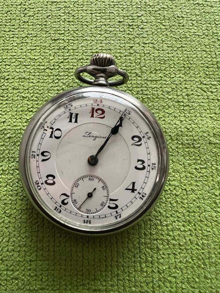 Longines Vintage Opwindbaar Zakhorloge, Handtassen en Accessoires, Horloges | Antiek, Zakhorloge, Longines, Staal, Ophalen