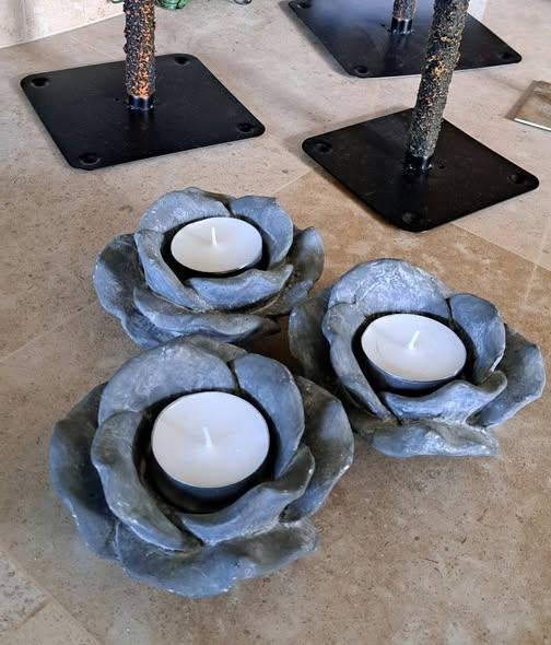 Stenen theelichten, Enlèvement, Utilisé, Gris, Autres matériaux