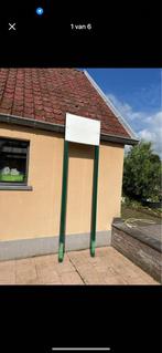 Reclame bord metaal voor in de grond 240x70x8cm groen/wit, Ophalen, Gebruikt