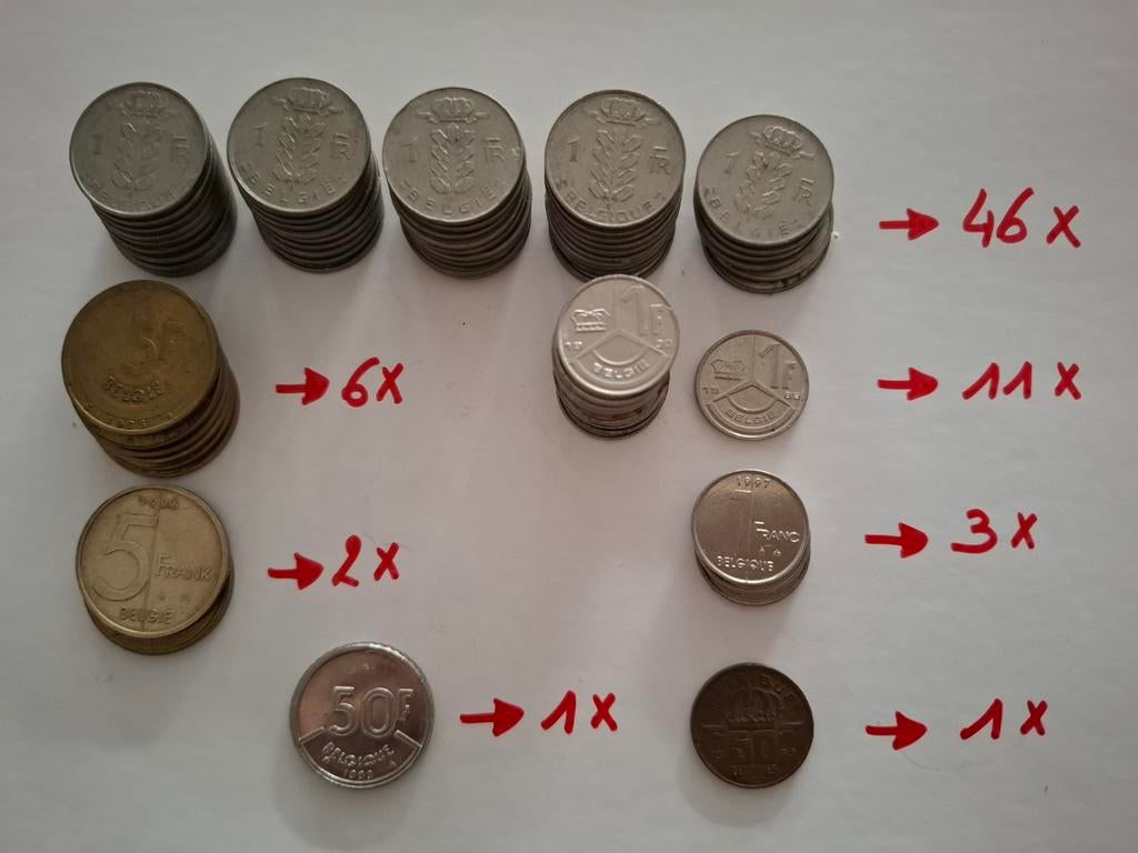 Verschillende Belgische munten, Postzegels en Munten, Ophalen