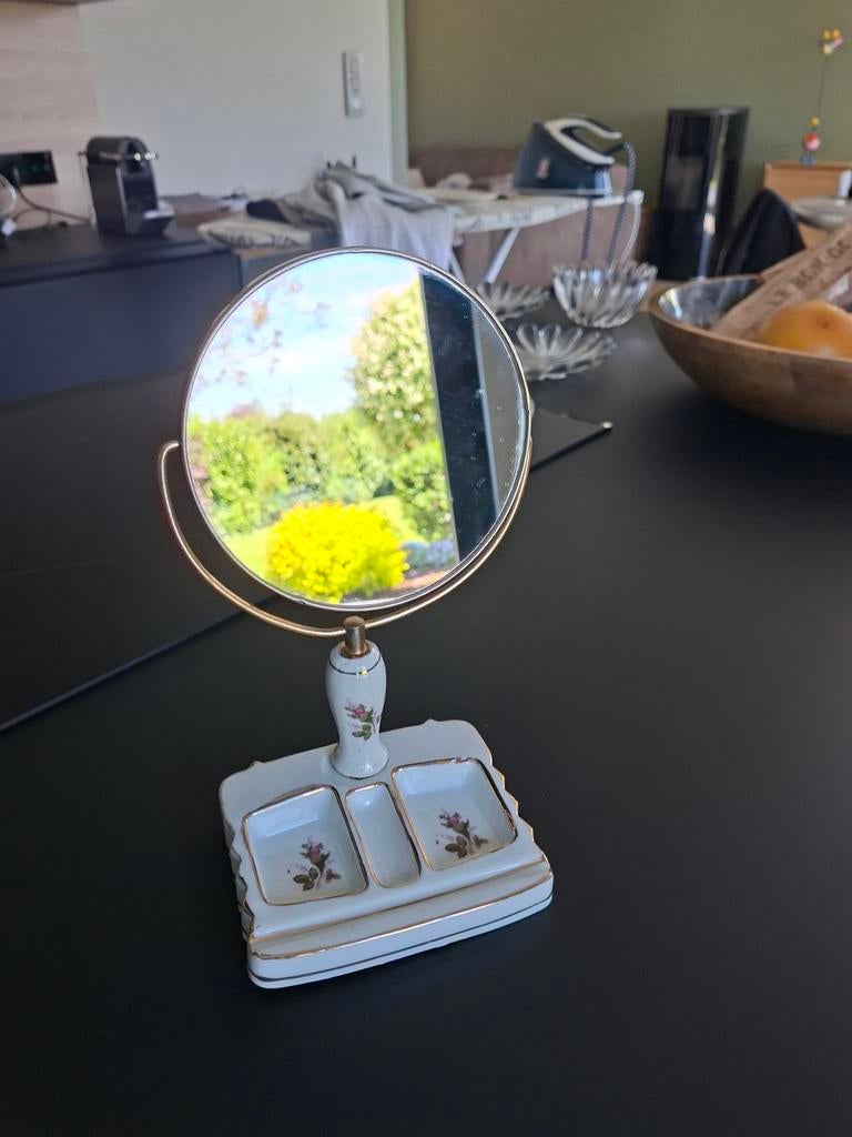 Miroir de table psyché.  Socle en faïence. France., Enlèvement ou Envoi