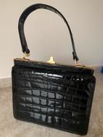 Sac à main rétro en croco noir, Enlèvement ou Envoi, Comme neuf, Sac à main