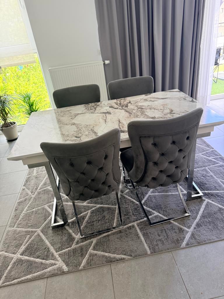 Eetkamer met 4 Stoelen, Enlèvement, Comme neuf