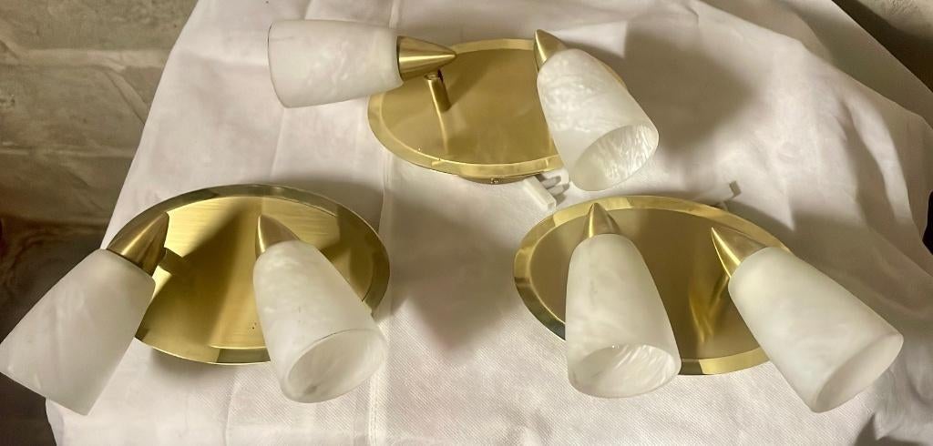 Lot de 3 appliques murales, Ophalen, Gebruikt, Glas