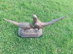BRONZEN FAZANTENPAAR OP MARMEREN SOKKEL, Antiek en Kunst, Ophalen