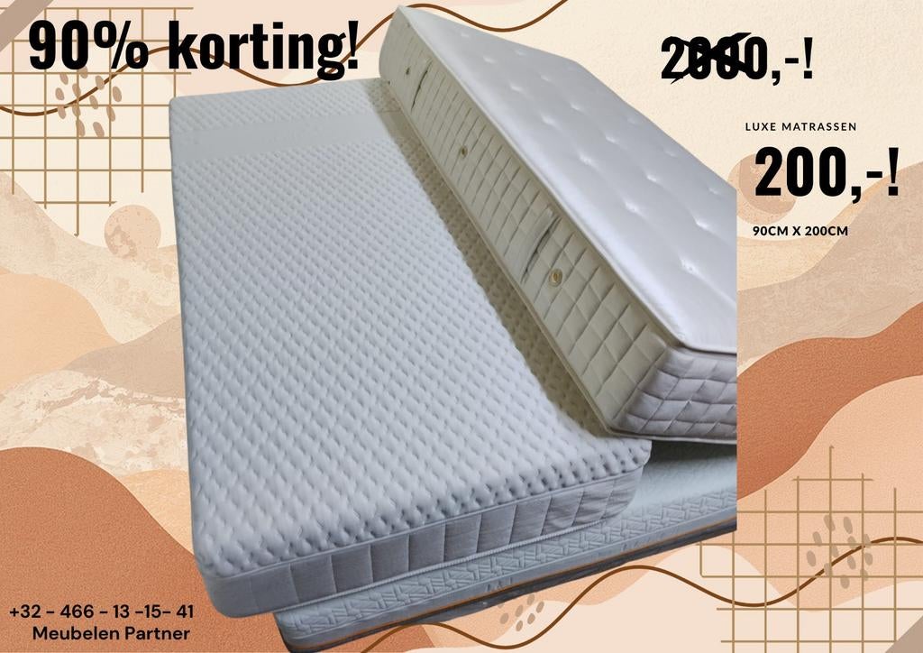 Luxe matrassen 90% korting! WhatsApp: +32466 13 15 41, Ophalen of Verzenden